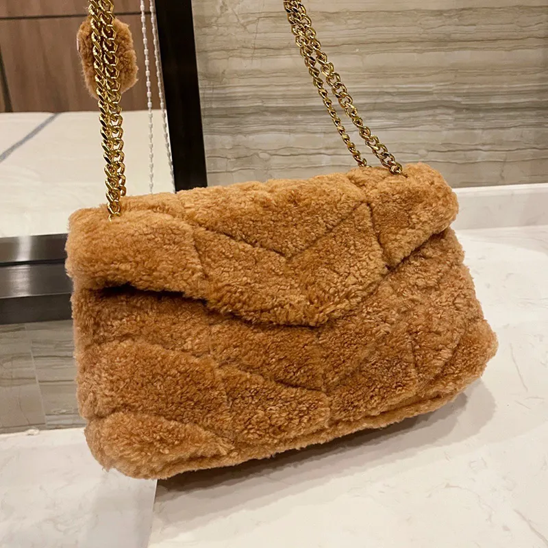 Designer Loulou Puffer Lambswool Crossbody Bag Luxurys Designers Bags Paris Brand SL Women Lambs Wool Fur Shoulder Handbags Winter V Quilted Messenger Handbag