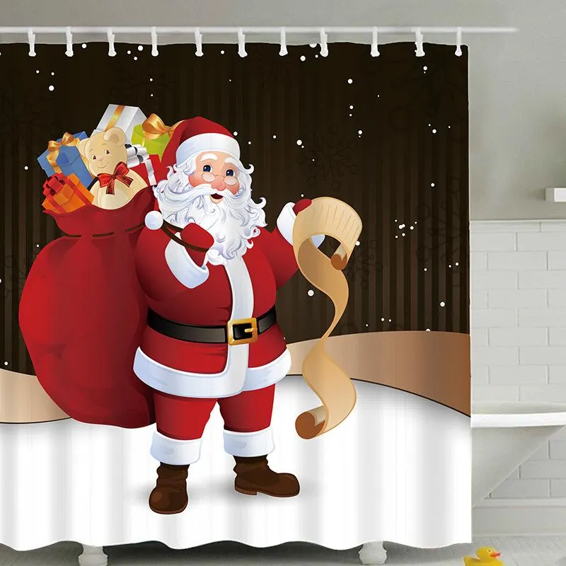 Rideaux de douche produits de salle de bain d'aventure de haute qualité pour la décoration de Noël et du père noël avec crochets