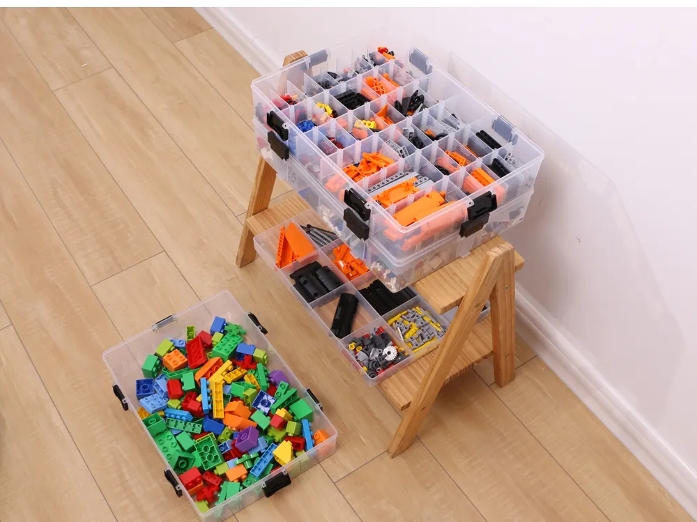 Multi Layer Layered Building Blocks Lego Toys Large Capacity Hand Kids  Storage Case Clear Plastic Organizer Box Dispensing 210315 From Kong08,  $37.99
