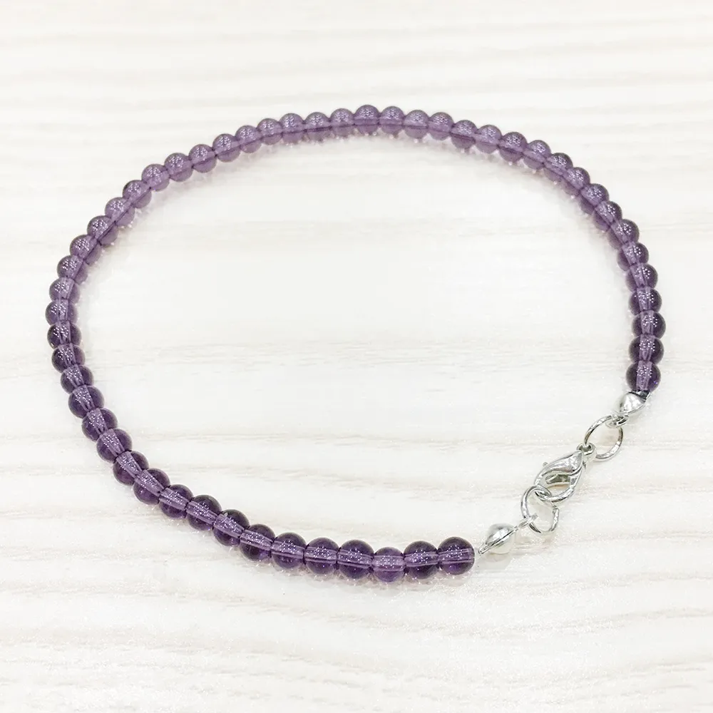 MG0141 all'ingrosso Ametista naturale Anklet Handmade Viola Viola Crystal Mala Ballo Anklet 4 mm mini gioielli preziose