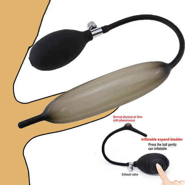 inflatable penis plug NMC – Strafe “Penis” Inflatable Plug With Pump (Black) main image 1