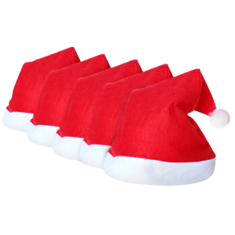 Fashion Adult Christmas Santa Hat Soft Red Plush Party Beanie Hat Classic Party Xmas Costume Christmas Decoration Gift DH5679