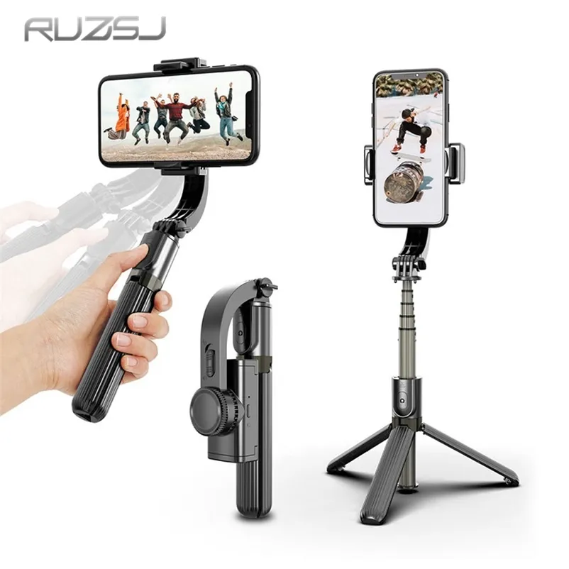 RUZSJ L08 Bluetooth El Gimbal Stabilizatör Açık Tutucu Kablosuz Selfie Sopa Ayarlanabilir Standı Telefon iOS Androd 210713