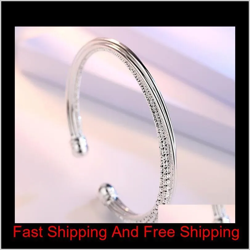 fashion newest 925 sterling silver plated bracelet for women jewelry line designer open bangle bracelets hot sale wholesale
