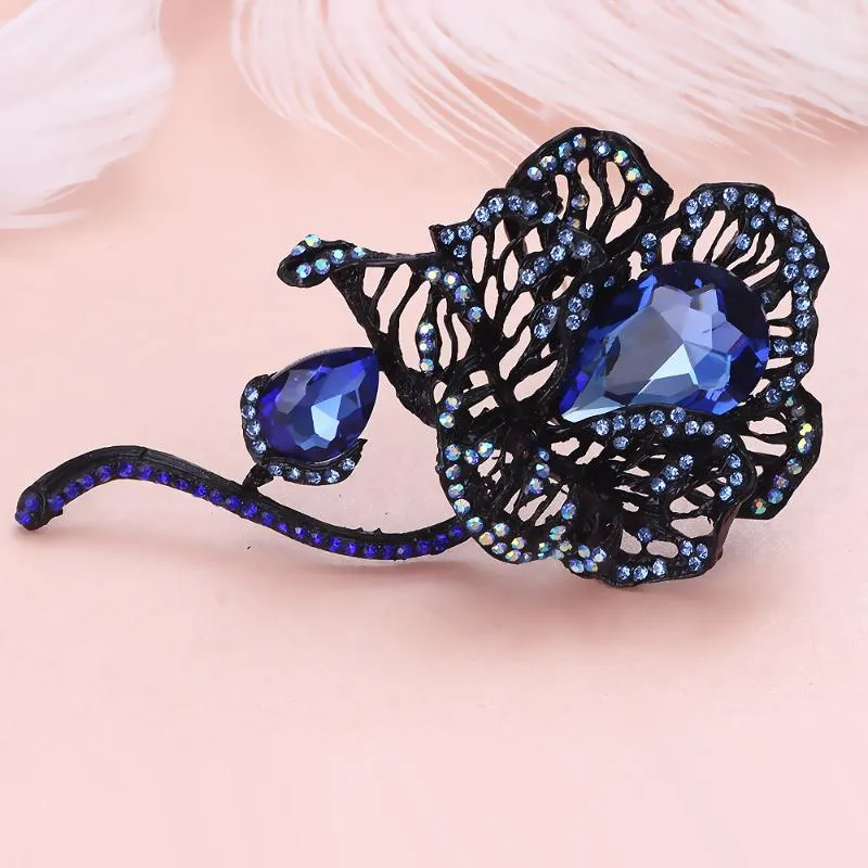 Pins, Brooches FARLENA Jewelry Vintage Camellia Brooch Pins With Crystal Rhinestones Large Flower For Women Scarf Accessory