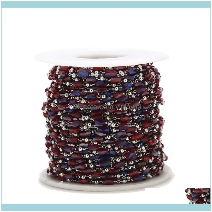 new style Stainless Steel Chains with glass beads for Jewelry crafts Making 3mm width
