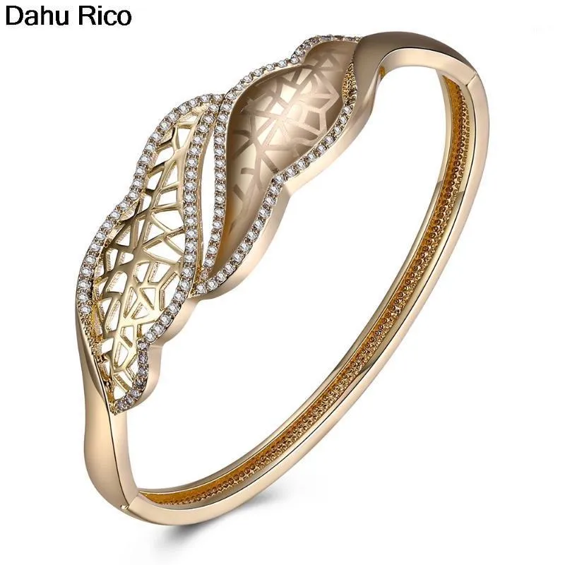 Folhas de árvore folhas escavadas boho planta braçadeira de braçadeira dames zircon piedras y amarelo metal dubai elegan dahu rico pulseira