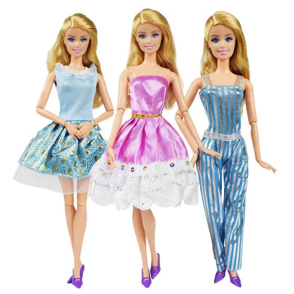 Acessórios da boneca para barbie roupas de boneca misturadas mini vestir-se  conjunto roupas de moda