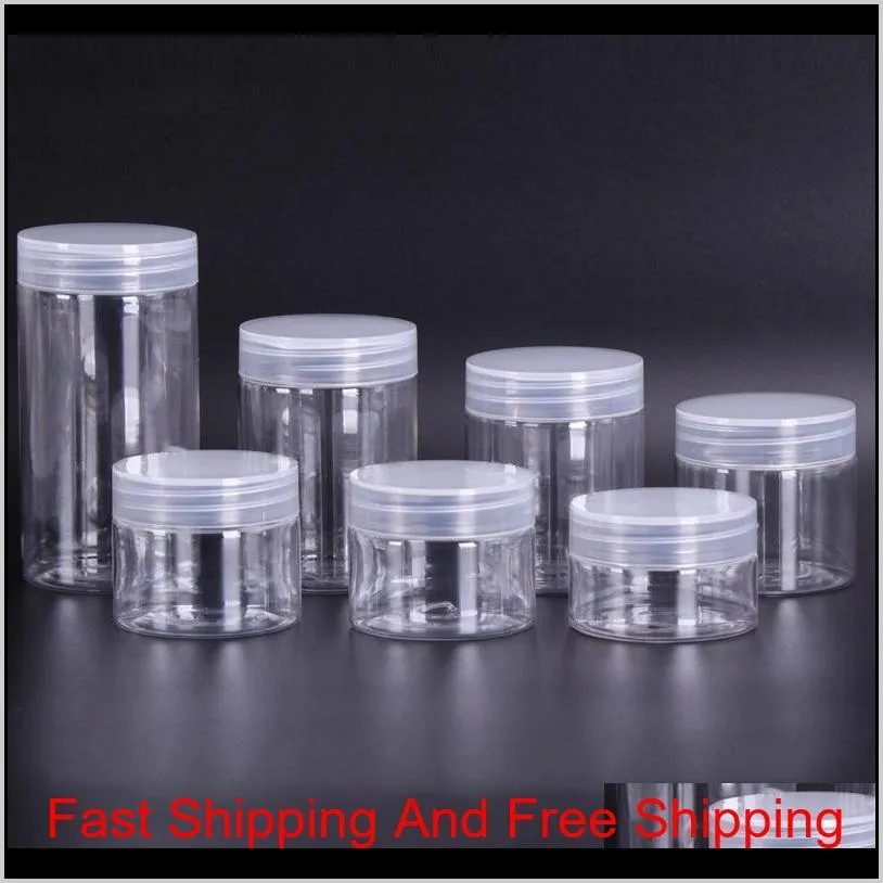 30 40 50 60 80ml Plastic Jars Transparent Pet Plastic Storage Cans Boxes Round Bottle With Pla qylvxG homes2011