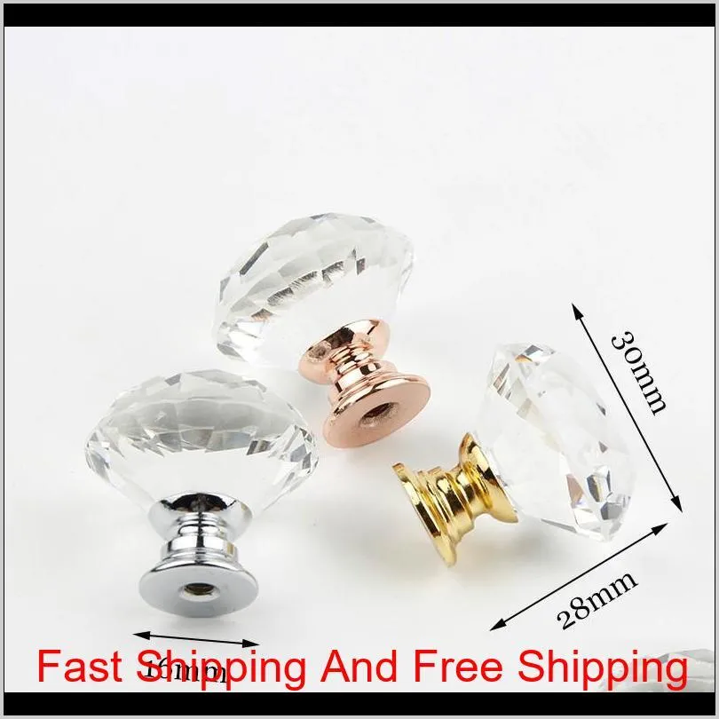30mm diamond shape crystal glass knobs cupboard pulls drawer knobs kitchen cabinet handles furniture handle hardware