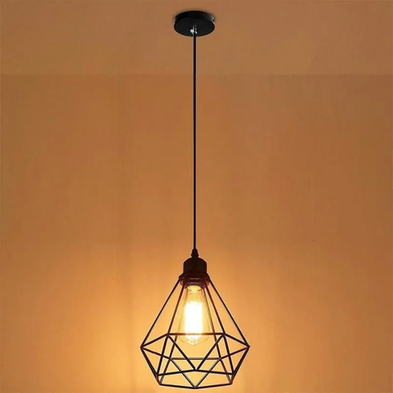 Lampa täcker nyanser retro industriell geometrisk ljus skugga trådram tak hängande ljuskrona lampskärm Hem belysning klassisk stil