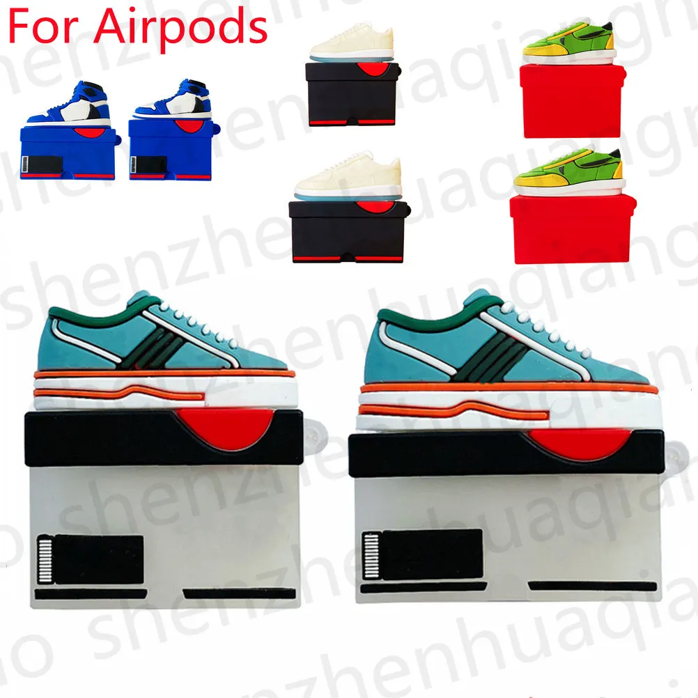 Designer de mode AirPods Cas pour Air Pods Pro 1 2 Haute Qualité Silicone Sans Fil Bluetooth Protection 3D Baskets Boîte Écouteur Avec Mousqueton