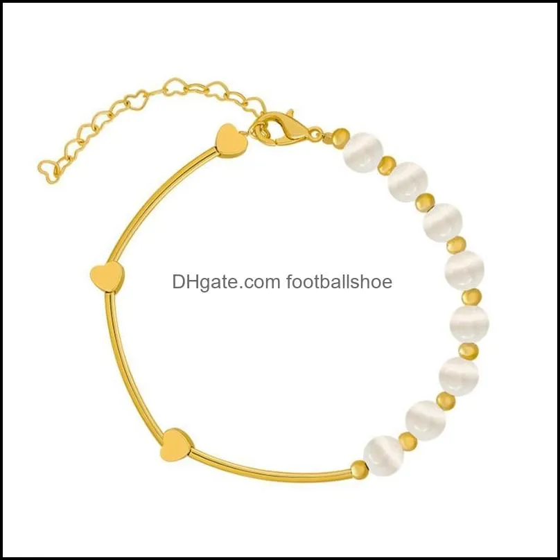 Hemiston Retro White Opal Gold Bracelet 2021 Brand Europe Style Gift For Women Link, Chain