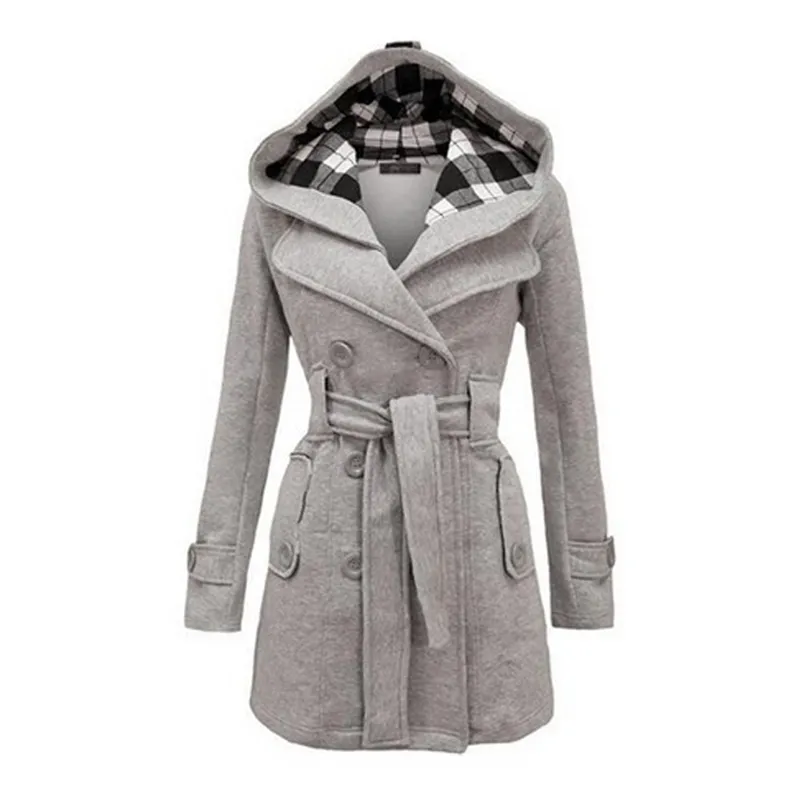 Mode Woolen Coat Women Warm Fleece Jacka med bälten Dubbelbröst Solid Casual Jacka Vinter Vintage Slim Ladies Coat 211106