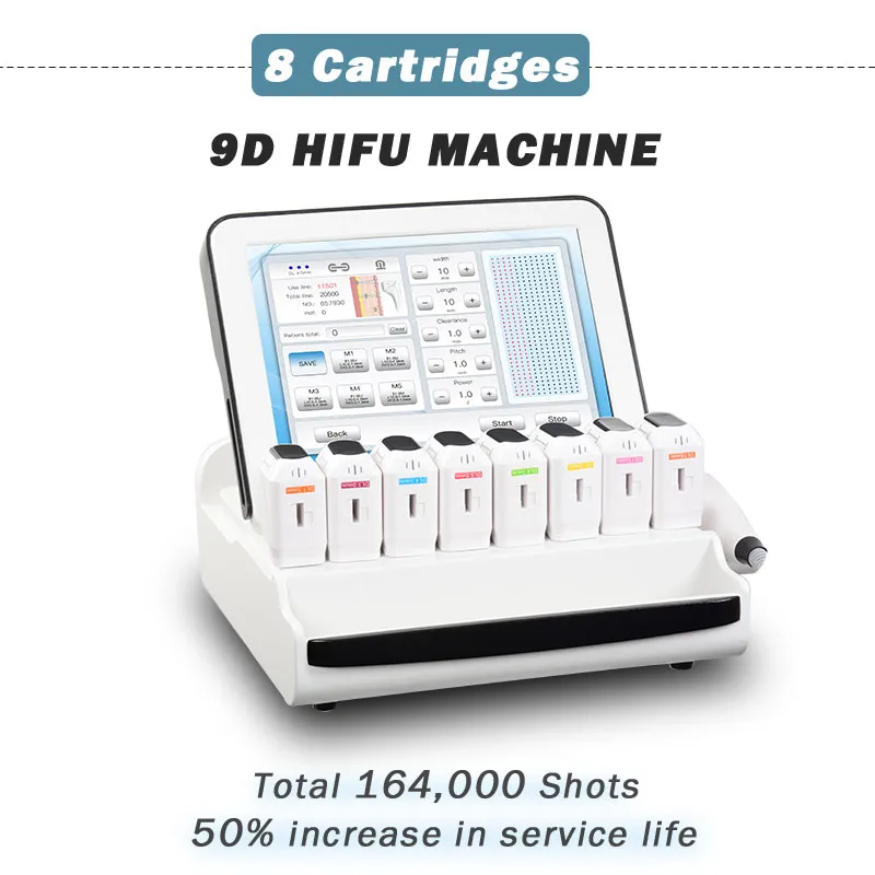 8 Patronen HIFU Hautstraffung Maschine Körper Oberschenkel Abnehmen 3D HIFU Gesichts SMAS Lift Ultraschall Fettverbrennung Lipo Körperkonturierung