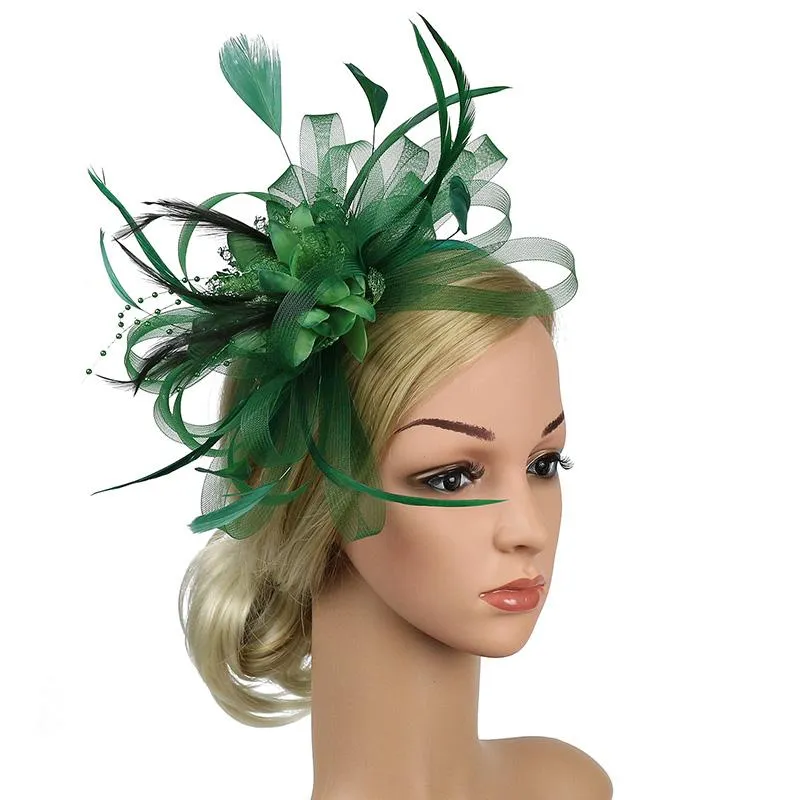 Kopfbedeckungen, Fascinator-Hüte für Frauen mit Haarspange, Tea-Party-Stirnband, Kentucky Derby, Hochzeit, Cocktail, Blumennetz, Federn, Braut-Kopfbedeckung