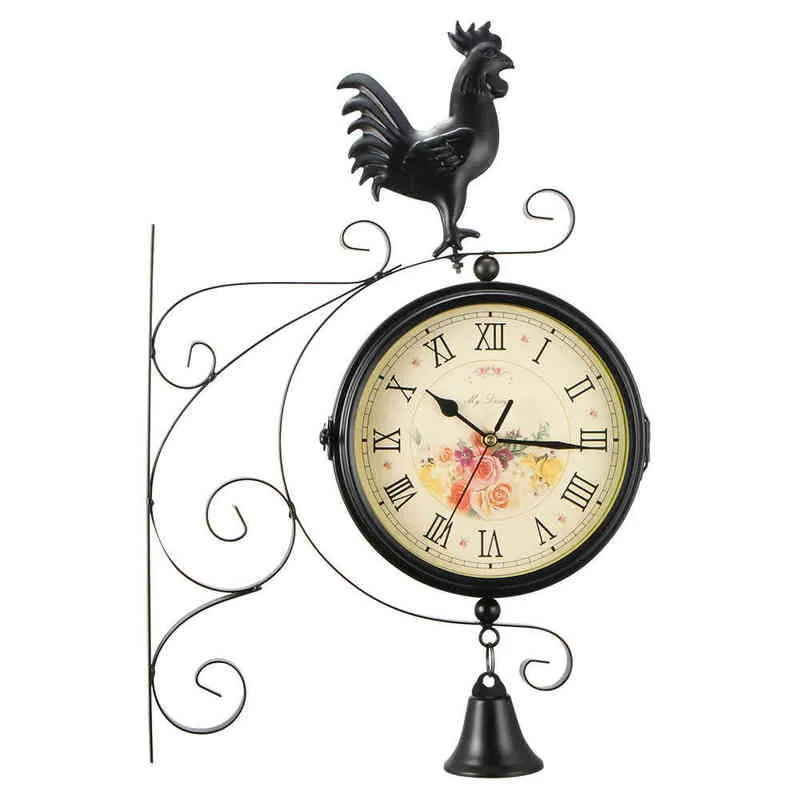 Orologio Da Parete Vintage A Forma Di Gallo - Doppia Faccia, Metallo, Stile Rustico Per Esterno O Interno - Foto 5
