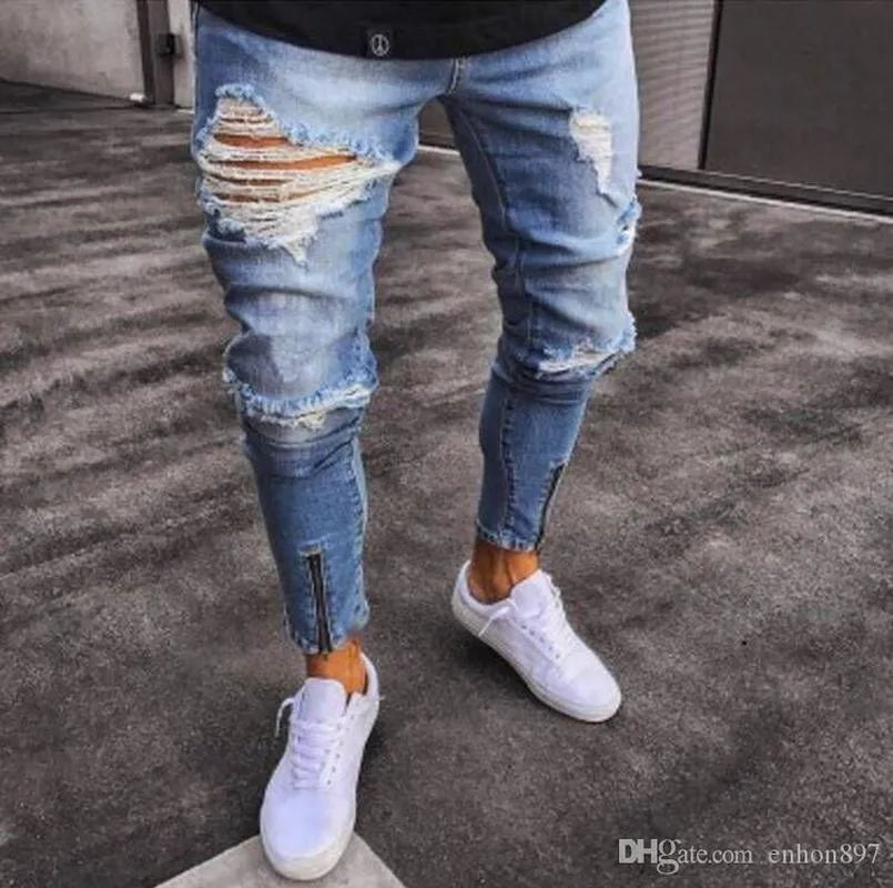 QNPQYX Nova Moda Mens Mens Streetwear Jeans Retro Denim Denim Imprimir Calças Casuais Algodão Homens Jeans Jeans Hip Hop Pulseira