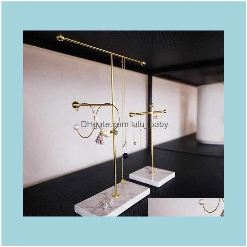 Jewelry Pouches, Bags 2Pcs Marble Stand, Gold Display Necklace Earring Bracelet Stand