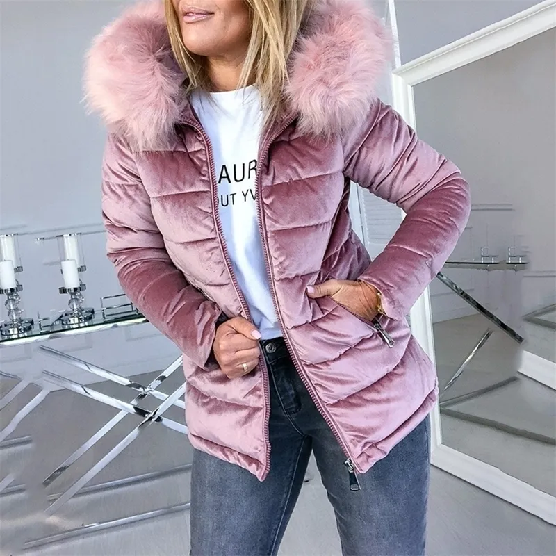 Manteau d'hiver pour femme avec grosse capuche lignée de fourrure