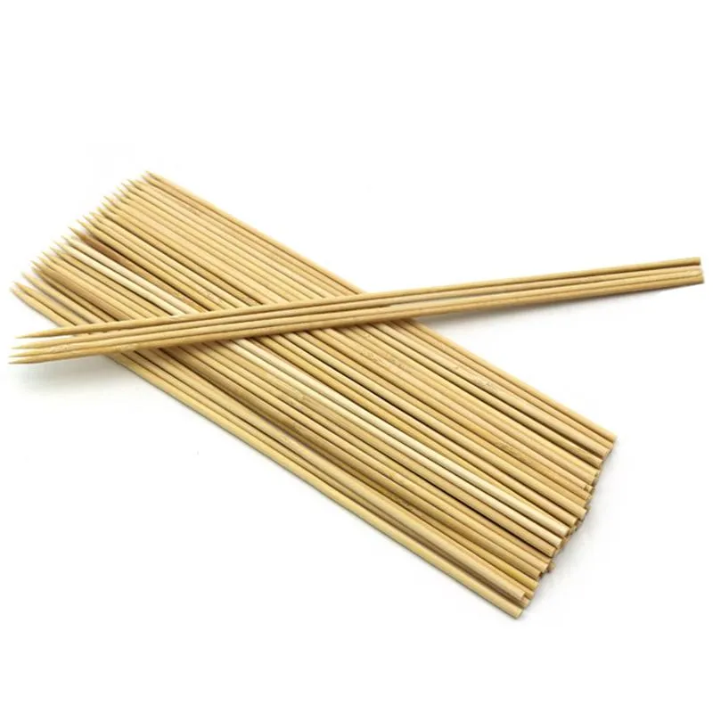 25cm/9.8inch Bamboo BBQ Skewer Food Meat BBQ Tools Barbecue Skewers Shish Kebab Party Disposable Long Sticks Catering Grill Camping JY0452