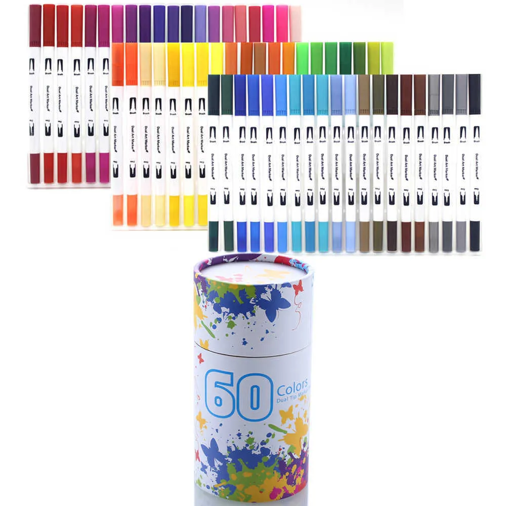 Wholesale Watercolor Brush Art Marker Pens Dual Tip, 12/48/72/For Drawing,  Painting, Coloring, Manga Art Supplies 210705 From Xue10, $8.51