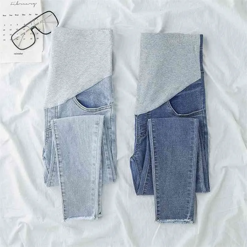 Sky Blue Denim Jeans Maternity Pants For Pregnant Women Clothes Nursing Pregnancy Leggings Trousers s M-2XL 210918