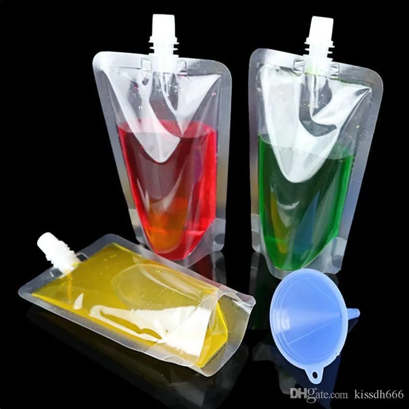 1000pcs Transparent flaska Dryck Liquid Juice Milks Kaffe Mjölk Te Yoghurt Förpackning Sug Mouth Bag
