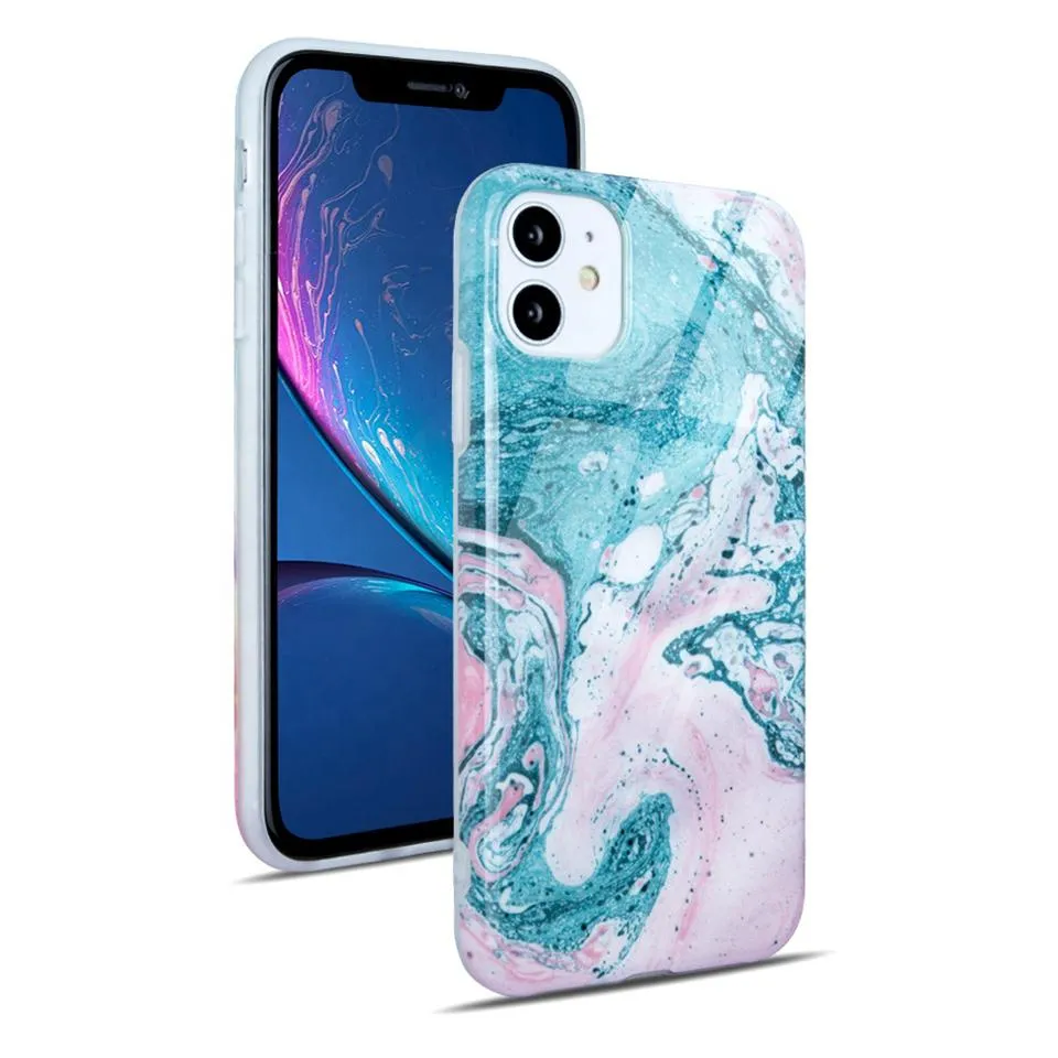Newest Painted Marble Pattern Soft Tpu Mobile Phone Cases for iphone 12 13 mini 11 Pro XS Max XR 7/8 plus fashion beautiful young girl cover case