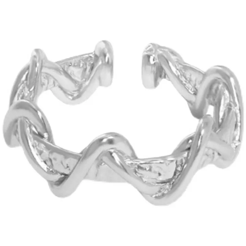 925 Sterling Silver Błyszczący pierścień Kobiet Ins Niche Design Osobowość Otwarcie Modne Męskie High-End Fashion Index Finger Biżuteria