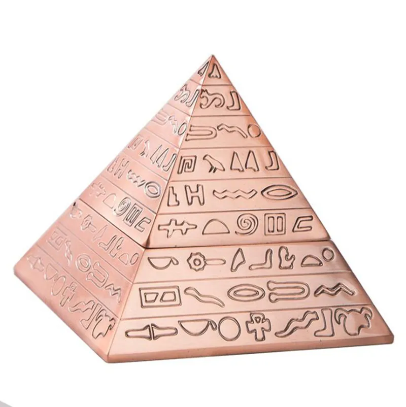 Cool Colorful Metal Pyramid Shape Ashtray Luxury Portable Innovative Egypt Words Decoration Herb Tobacco Cigarette Smoking Holder Bracket