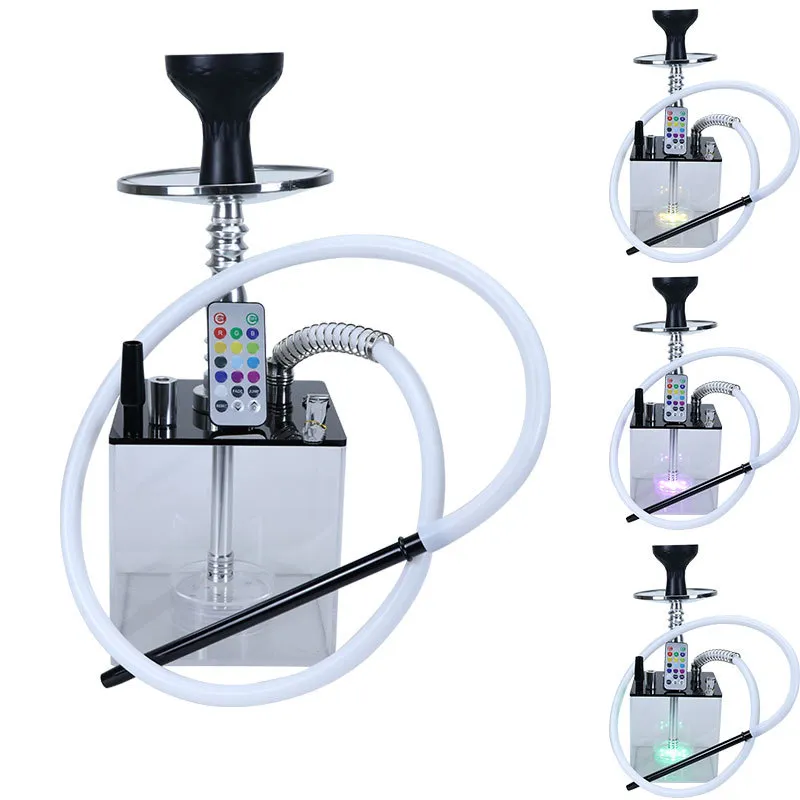 Acrylic Hookah With LED Light Shisha Box Nargile Sheesha Narguile Chicha Cachimbas Water Pipe Shisha Hookah For Smoking C0312