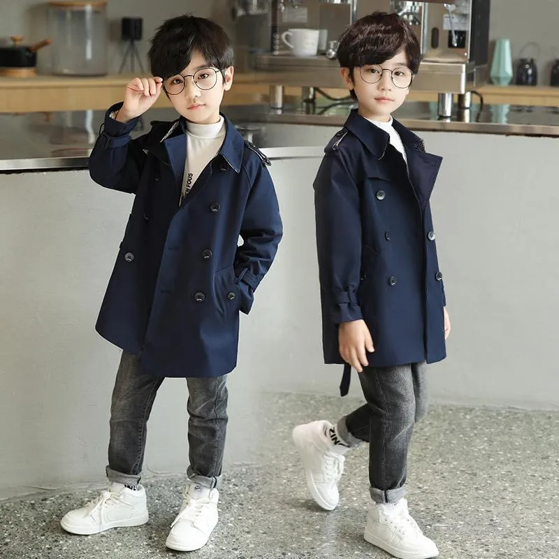 Jackets Boys Autumn Long Trench Coat 2021 British Style Kids