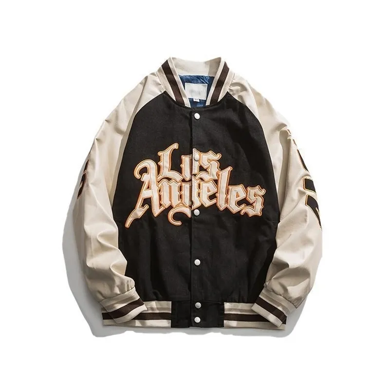 Primavera otoño bordado chaqueta de béisbol abrigo de mujer pareja de hombres bombardero Unisex novio estilo Varsity Hiphop Street 210819