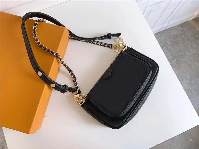 2021 Top-quality 2-piece leather shoulder bag luxurys handbag chain designers style Mini size 18.5cm flower fashion crossbody women clutch purse and wallets