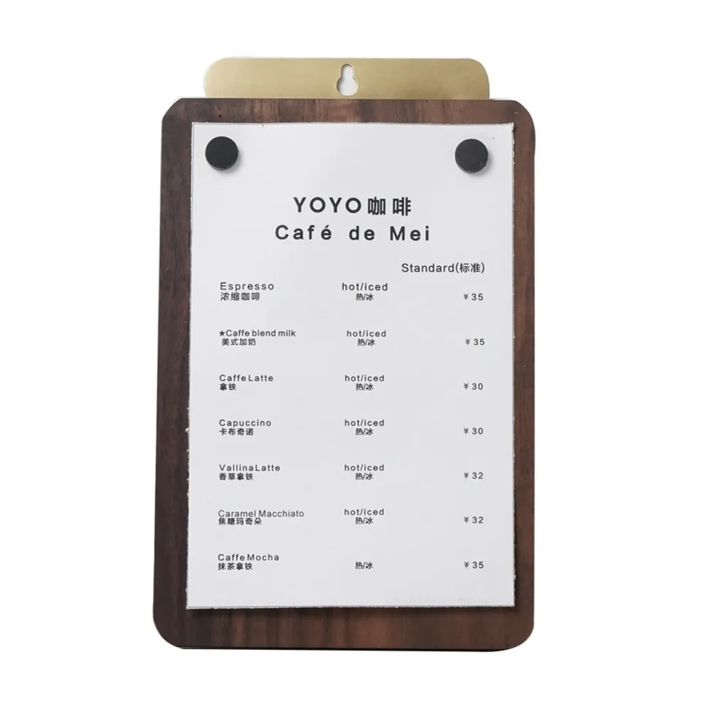 Оригинальный дизайн латунный кофейник магнитный всасывающий меню магазин магазин сплошной древесина