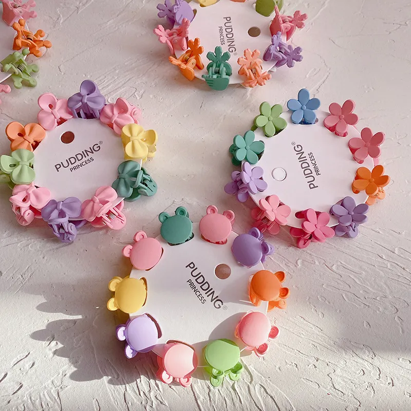 10 stks / set Plastic Klein Haar Krab Klauw Dames Meisje Luipaard Bow Leuke Mini Haarklem Clips Haarspeld Barrettes Kids Haaraccessoires