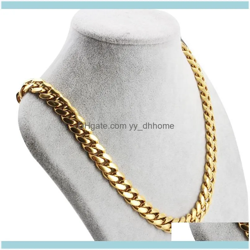 Chains Necklaces & Pendants Jewelrychains 316L Stainless Steel Gold Necklace High Quality Color Plating Curb Cuban Chain Aesories For Men Wo