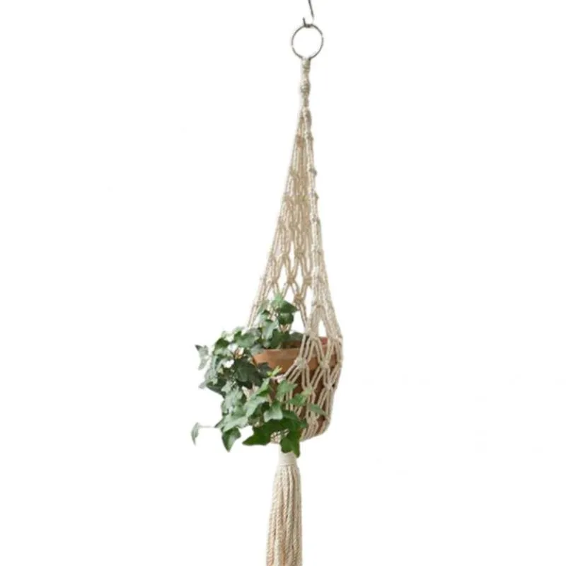 Tapestries Vacker hängande växthållare Miljövänlig blomsterplanter med tofsar Handvävda krukade