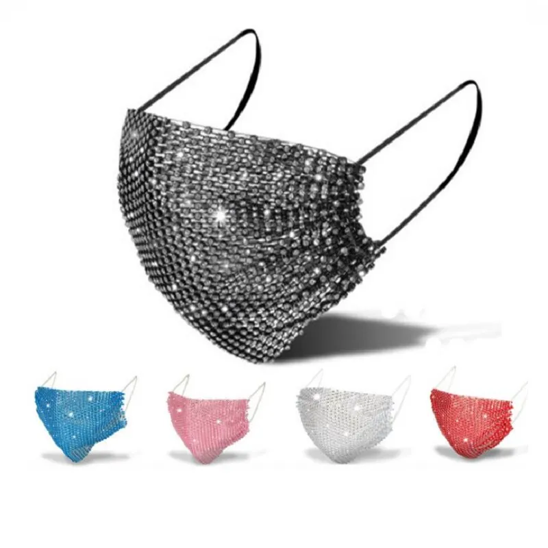 Unisex Shining Rhinestone Decoration Mask Jewellery Dance Party Cosplay Night Club Crystal Masks Face Jewelry