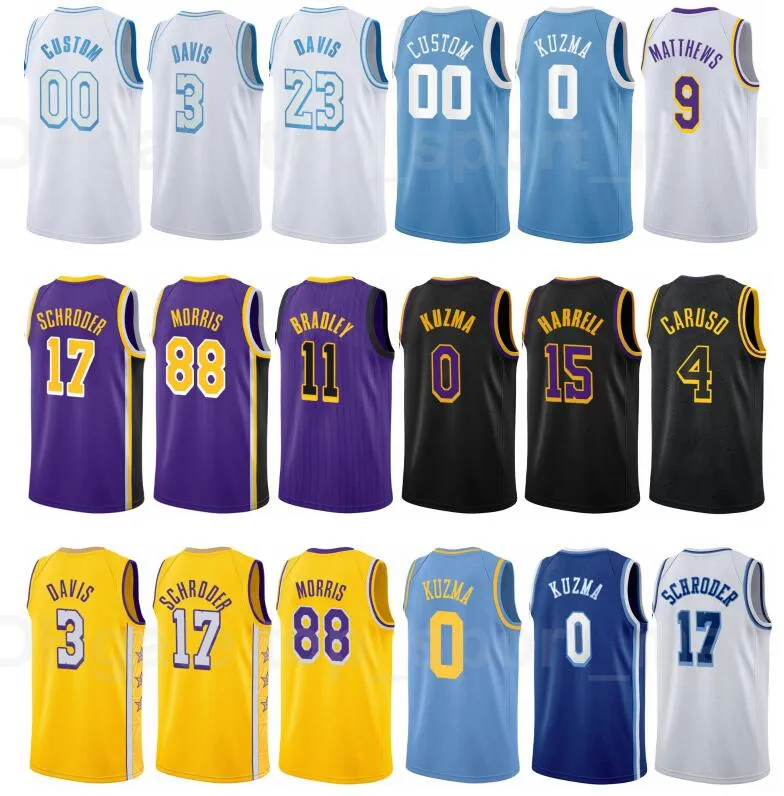 스크린 인쇄 농구 Alex Caruso Jersey 4 Montrezl Harrell 15 Markieff Morris 88 Wesley Matthews 9 Marc Gasol 14