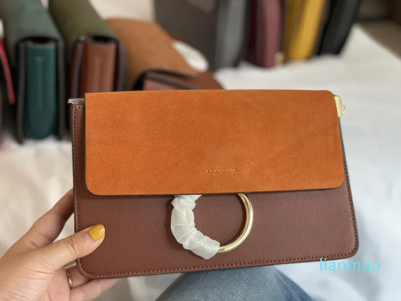 women shoulder bags 2021 autumn and winter Fashion Ladies crossbody bag High-quality solid Suede small square-bags gold chain Ring buckle