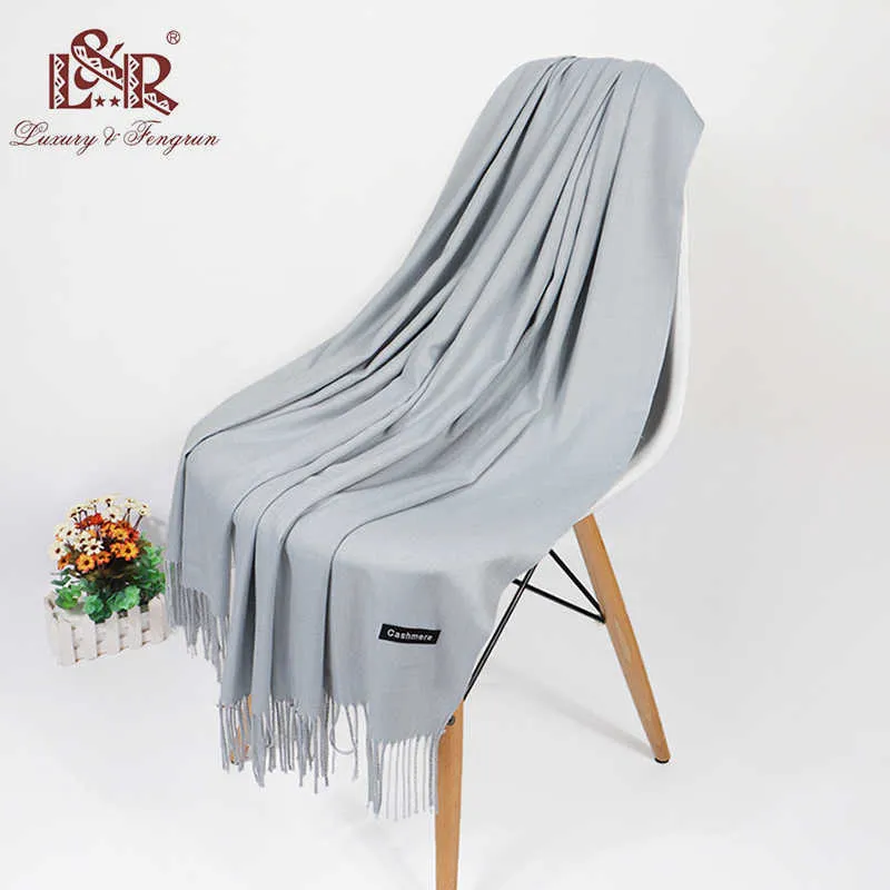 2021 Real Cashmere Women Scarf Winter Shawl Foulard Echarpe Femme Pashmina Kerchief Wool Stole Lic Winter Scarf For Lady Tippet Q0828