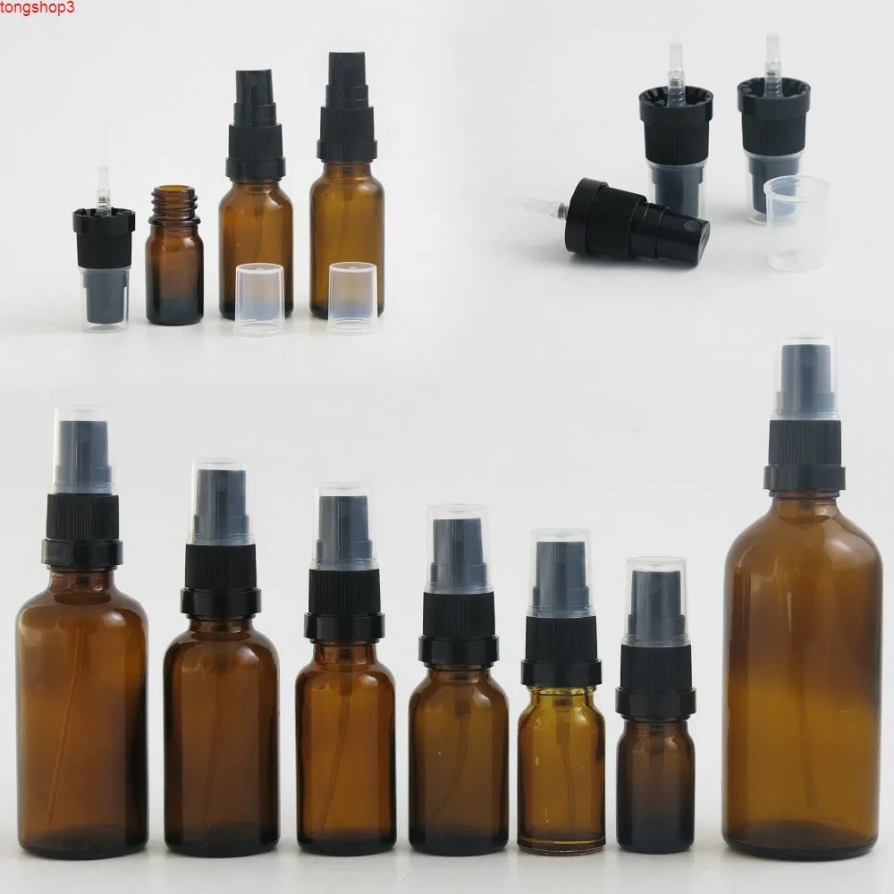 100ml 50ml 30ml 1oz 20 ml 15ml 10 ml 5 ml Amber Cam Uçucu Yağ Şişesi Sis Püskürtücü Parfüm Koku Şişeleri 10 PCShigh Qualtity