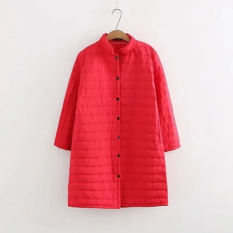 Plus Size sottile rosso imbottito autunno inverno giacche donna cotone lungo imbottito cappotto Outwear caldo Chaquetas Parka Feminina T200319