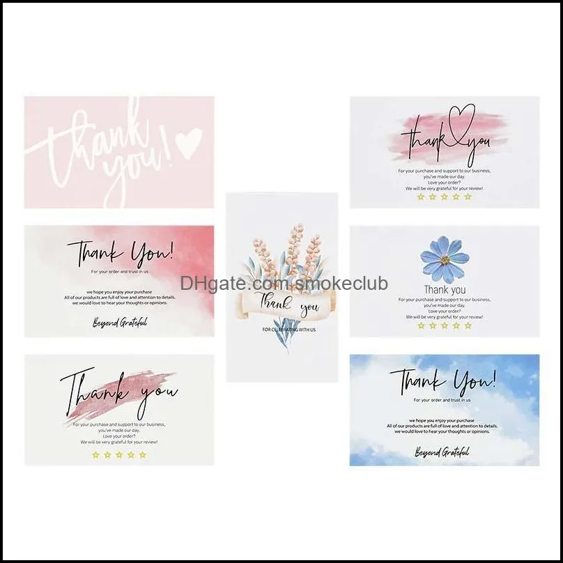 Greeting Cards 50pcs 5*9cm Thank You Card Merchant Cake Shop Shopping Gift Postcard Laser Cut Wedding Invitations Supplies