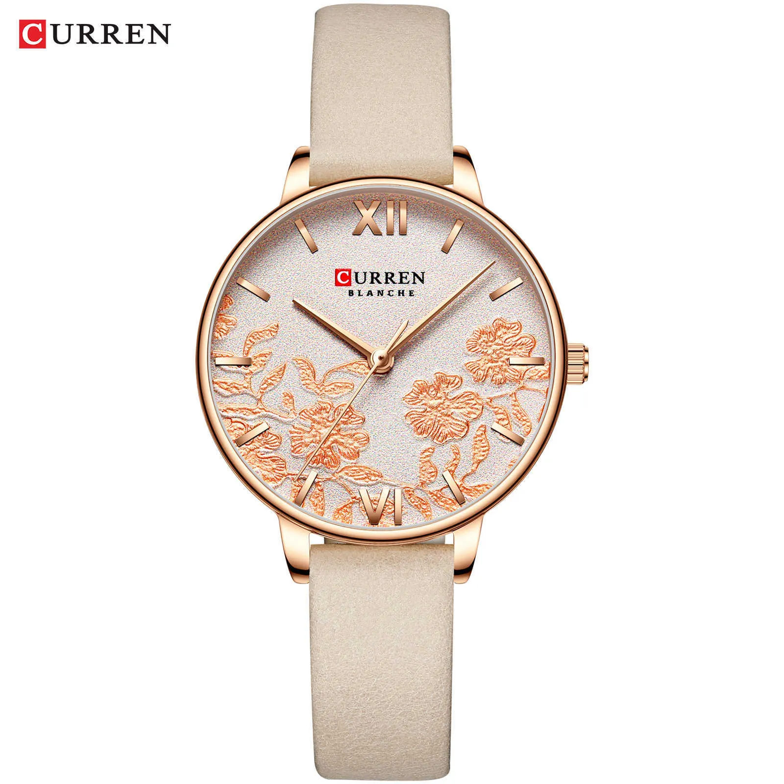 Nuovi orologi Curren per donna Orologio da polso al quarzo con cinturino in pelle casual Orologio da polso in oro di marca superiore di lusso Orologio da donna di classe femminile Q0524