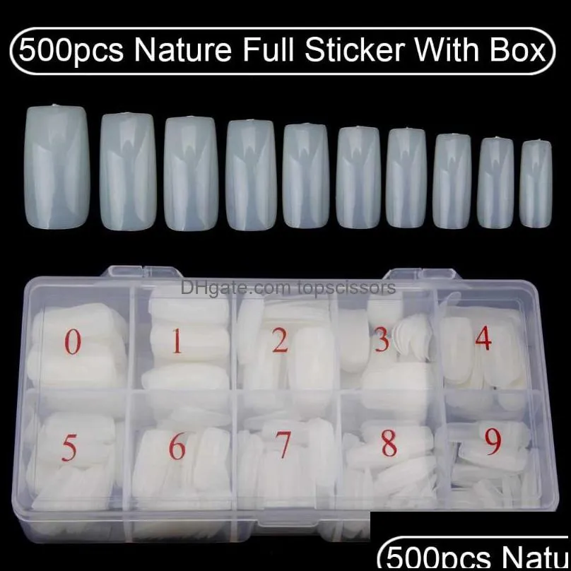 24/50/500pcs Coffin Nail Tips Transparent Fake Fingernails Artifical False Nails Manicure DIY Tools1