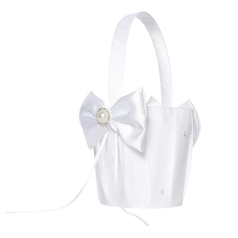 Other Garden Supplies Wedding Ceremony Flower Basket Romantic Satin Bowknot Storage For Girl Party