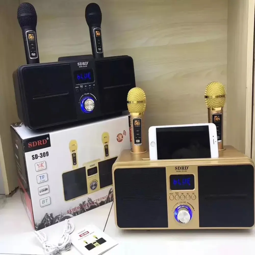 2024 デュアルワイヤレスマイクBluetoothスピーカーカラオケシステム